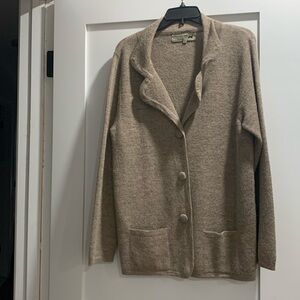 PERUVIAN LINK 100% Alpaca Cardigan Sweater - oatmeal / tan Sweater